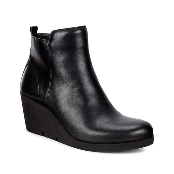 NEW ECCO BELLA WEDGE Bootie Boot EU 39 (US 8 - 8.5) Black Leather - Picture 1 of 9